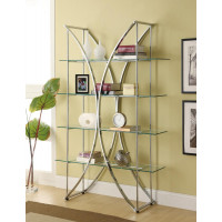 Coaster Furniture 910050 4-tier Bookcase Chrome and Clear